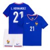 Original Trikotsatz Frankreich L. Hernandez 21 Heimtrikot EURO 2024 Für Kinder